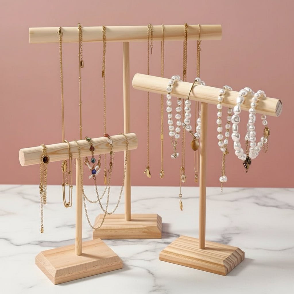 Présentoir à Bijoux en Bois Massif – Support pour Bracelets, Colliers & Bandeaux - NananouilleStudioNananouilleStudioNananouilleStudio